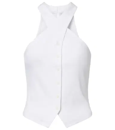 Veronica Beard Thea halterneck cotton-blend top | Thumbnail 1 Veronica Beard Thea halterneck cotton-blend top | Thumbnail 1