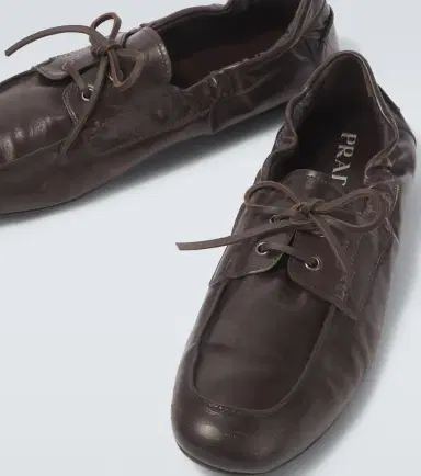 Prada Shuffle leather boat shoes | Thumbnail 4 Prada Shuffle leather boat shoes | Thumbnail 4