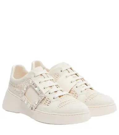 Roger Vivier Viv Skate suede-trimmed platform sneakers | Thumbnail 1 Roger Vivier Viv Skate suede-trimmed platform sneakers | Thumbnail 1