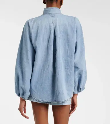 Zimmermann Indra tie-neck denim blouse | Thumbnail 3 Zimmermann Indra tie-neck denim blouse | Thumbnail 3