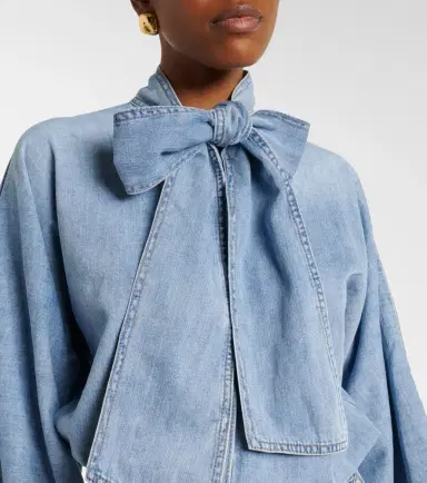 Zimmermann Indra tie-neck denim blouse | Thumbnail 4 Zimmermann Indra tie-neck denim blouse | Thumbnail 4