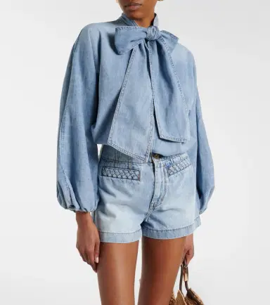 Zimmermann Indra tie-neck denim blouse | Thumbnail 5 Zimmermann Indra tie-neck denim blouse | Thumbnail 5