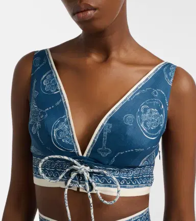 ALÉMAIS Alémais Lucky printed linen crop top | Thumbnail 4 ALÉMAIS Alémais Lucky printed linen crop top | Thumbnail 4