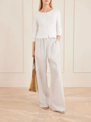 RÓHE Striped Silk And Cotton-blend Wide-leg Pants | Thumbnail 2 RÓHE Striped Silk And Cotton-blend Wide-leg Pants | Thumbnail 2