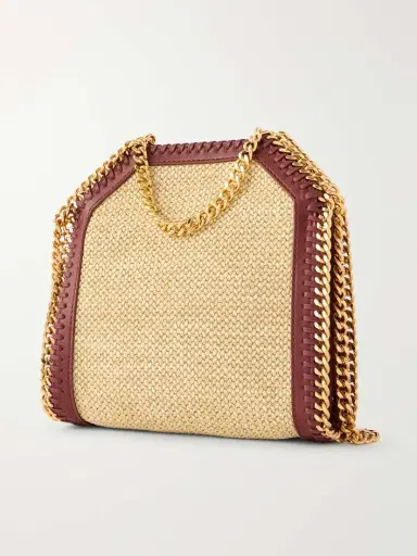 Stella McCartney The Falabella Tiny Vegetarian Material-trimmed Raffia Shoulder Bag | Thumbnail 4 Stella McCartney The Falabella Tiny Vegetarian Material-trimmed Raffia Shoulder Bag | Thumbnail 4