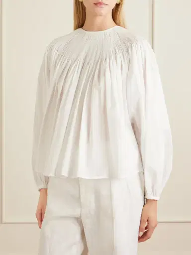 Polo Ralph Lauren Ruched Cotton-poplin Blouse | Thumbnail 3 Polo Ralph Lauren Ruched Cotton-poplin Blouse | Thumbnail 3