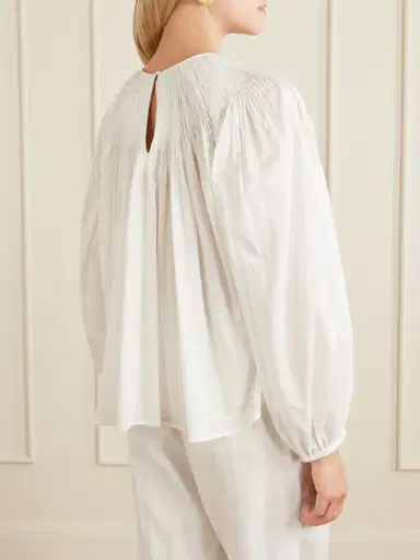 Polo Ralph Lauren Ruched Cotton-poplin Blouse | Thumbnail 4 Polo Ralph Lauren Ruched Cotton-poplin Blouse | Thumbnail 4
