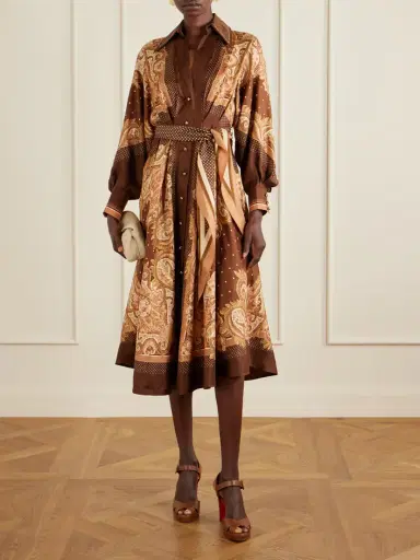 Zimmermann Luna Belted Printed Silk-twill Midi Dress | Thumbnail 2 Zimmermann Luna Belted Printed Silk-twill Midi Dress | Thumbnail 2