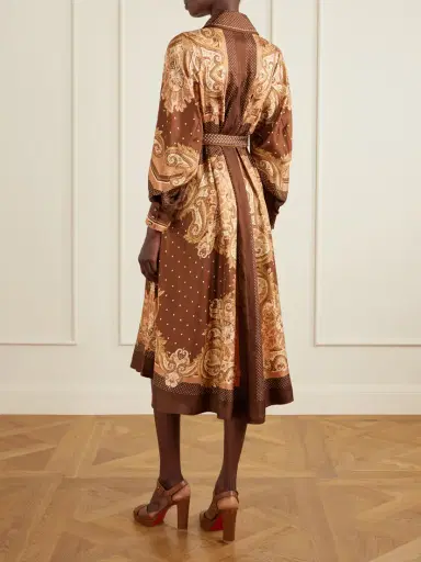Zimmermann Luna Belted Printed Silk-twill Midi Dress | Thumbnail 3 Zimmermann Luna Belted Printed Silk-twill Midi Dress | Thumbnail 3