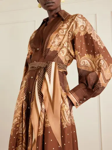 Zimmermann Luna Belted Printed Silk-twill Midi Dress | Thumbnail 4 Zimmermann Luna Belted Printed Silk-twill Midi Dress | Thumbnail 4