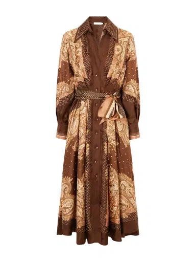 Zimmermann Luna Belted Printed Silk-twill Midi Dress | Thumbnail 1 Zimmermann Luna Belted Printed Silk-twill Midi Dress | Thumbnail 1