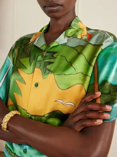 Donde Esteban Magdalena Printed Silk-blend Satin Shirt | Thumbnail 5 Donde Esteban Magdalena Printed Silk-blend Satin Shirt | Thumbnail 5