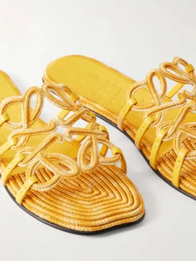 Loewe + Paula's Ibiza Leather-trimmed Embroidered Canvas Slides | Thumbnail 5 Loewe + Paula's Ibiza Leather-trimmed Embroidered Canvas Slides | Thumbnail 5