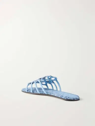 Loewe + Paula's Ibiza Leather-trimmed Embroidered Canvas Slides | Thumbnail 3 Loewe + Paula's Ibiza Leather-trimmed Embroidered Canvas Slides | Thumbnail 3