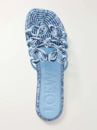 Loewe + Paula's Ibiza Leather-trimmed Embroidered Canvas Slides | Thumbnail 5 Loewe + Paula's Ibiza Leather-trimmed Embroidered Canvas Slides | Thumbnail 5