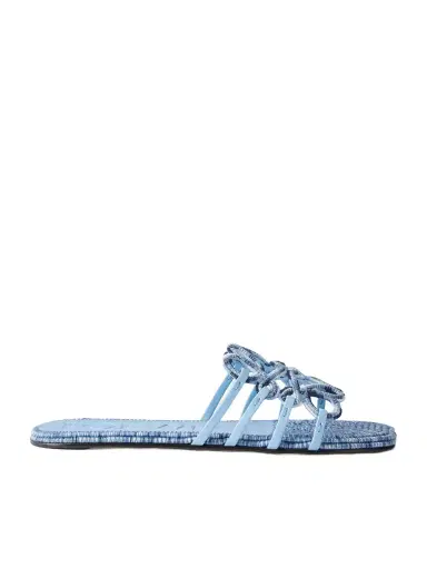 Loewe + Paula's Ibiza Leather-trimmed Embroidered Canvas Slides | Thumbnail 1 Loewe + Paula's Ibiza Leather-trimmed Embroidered Canvas Slides | Thumbnail 1