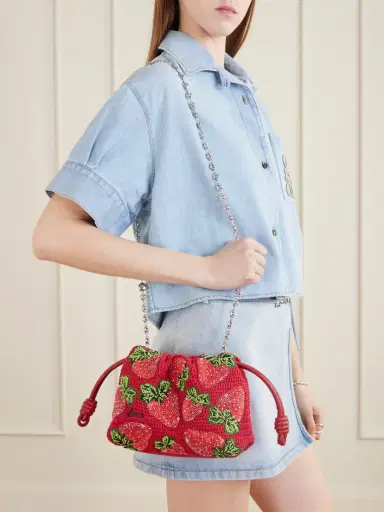 Loewe + Paula's Ibiza Flamenco Leather-trimmed Beaded Clutch Bag | Thumbnail 2 Loewe + Paula's Ibiza Flamenco Leather-trimmed Beaded Clutch Bag | Thumbnail 2
