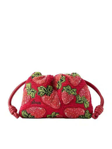 Loewe + Paula's Ibiza Flamenco Leather-trimmed Beaded Clutch Bag | Thumbnail 1 Loewe + Paula's Ibiza Flamenco Leather-trimmed Beaded Clutch Bag | Thumbnail 1