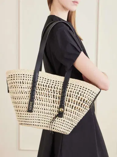 Loewe + Paula's Ibiza Braid Medium Leather-trimmed Raffia Tote | Thumbnail 3 Loewe + Paula's Ibiza Braid Medium Leather-trimmed Raffia Tote | Thumbnail 3