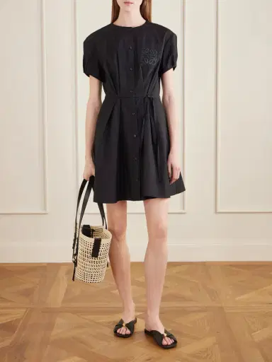 Loewe + Paula’s Ibiza Anagram Embroidered Belted Cotton-blend Midi Dress | Thumbnail 2 Loewe + Paula’s Ibiza Anagram Embroidered Belted Cotton-blend Midi Dress | Thumbnail 2
