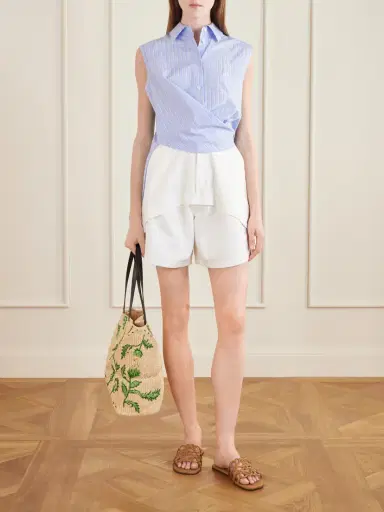 Loewe + Paula's Ibiza Anagram Appliquéd Striped Cotton-popeline Top | Thumbnail 2 Loewe + Paula's Ibiza Anagram Appliquéd Striped Cotton-popeline Top | Thumbnail 2