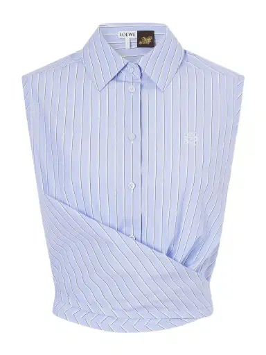 Loewe + Paula's Ibiza Anagram Appliquéd Striped Cotton-popeline Top | Thumbnail 1 Loewe + Paula's Ibiza Anagram Appliquéd Striped Cotton-popeline Top | Thumbnail 1