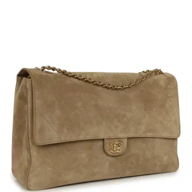 Chanel Chanel Maxi "Souplissimo" Large Flap Bag Dark Beige Suede Gold Hardware | Thumbnail 2 Chanel Chanel Maxi "Souplissimo" Large Flap Bag Dark Beige Suede Gold Hardware | Thumbnail 2