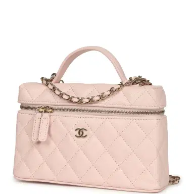 Chanel Chanel Top Handle Long Vanity Case with Chain Light Pink Shiny Caviar Light Gold Hardware | Thumbnail 5 Chanel Chanel Top Handle Long Vanity Case with Chain Light Pink Shiny Caviar Light Gold Hardware | Thumbnail 5