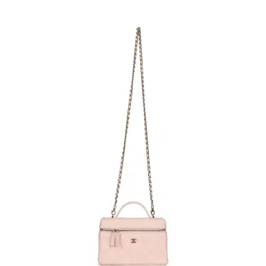 Chanel Chanel Top Handle Long Vanity Case with Chain Light Pink Shiny Caviar Light Gold Hardware | Thumbnail 7 Chanel Chanel Top Handle Long Vanity Case with Chain Light Pink Shiny Caviar Light Gold Hardware | Thumbnail 7