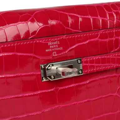 HERMÈS Hermes Kelly Wallet To Go Rose Scheherazade Shiny Alligator Palladium Hardware | Thumbnail 7 HERMÈS Hermes Kelly Wallet To Go Rose Scheherazade Shiny Alligator Palladium Hardware | Thumbnail 7