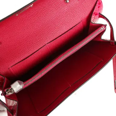 HERMÈS Hermes Kelly Wallet To Go Rose Scheherazade Shiny Alligator Palladium Hardware | Thumbnail 8 HERMÈS Hermes Kelly Wallet To Go Rose Scheherazade Shiny Alligator Palladium Hardware | Thumbnail 8
