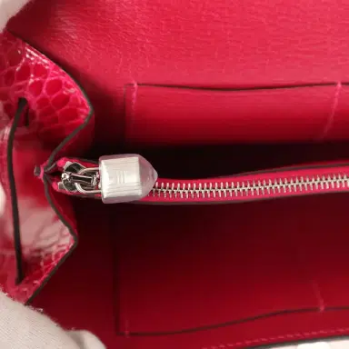 HERMÈS Hermes Kelly Wallet To Go Rose Scheherazade Shiny Alligator Palladium Hardware | Thumbnail 9 HERMÈS Hermes Kelly Wallet To Go Rose Scheherazade Shiny Alligator Palladium Hardware | Thumbnail 9