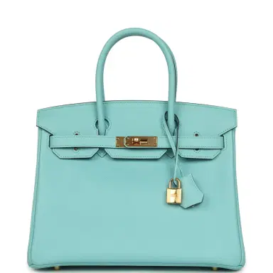 HERMÈS Pre-owned Hermes Birkin 30 Bleu Atoll Epsom Gold Hardware | Thumbnail 1 HERMÈS Pre-owned Hermes Birkin 30 Bleu Atoll Epsom Gold Hardware | Thumbnail 1