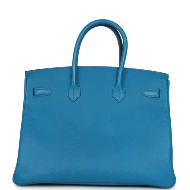 HERMÈS Pre-owned Hermes Birkin 35 Bleu Zanzibar Epsom Gold Hardware | Thumbnail 4 HERMÈS Pre-owned Hermes Birkin 35 Bleu Zanzibar Epsom Gold Hardware | Thumbnail 4