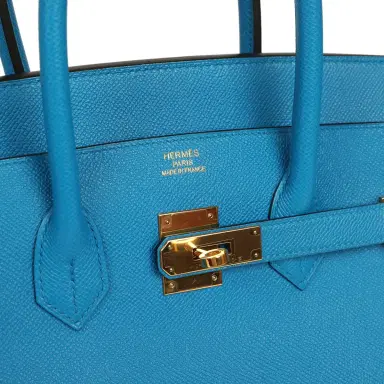 HERMÈS Pre-owned Hermes Birkin 35 Bleu Zanzibar Epsom Gold Hardware | Thumbnail 7 HERMÈS Pre-owned Hermes Birkin 35 Bleu Zanzibar Epsom Gold Hardware | Thumbnail 7