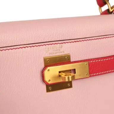 HERMÈS Pre-owned Hermes HSS Kelly Sellier 28 Rose Sakura and Rose Extreme Chevre Brushed Gold Hardware | Thumbnail 7 HERMÈS Pre-owned Hermes HSS Kelly Sellier 28 Rose Sakura and Rose Extreme Chevre Brushed Gold Hardware | Thumbnail 7