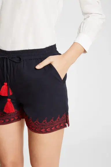 Emporio Sirenuse Milly Franco'S Shorts Blue Maroon Emb | Thumbnail 4 Emporio Sirenuse Milly Franco'S Shorts Blue Maroon Emb | Thumbnail 4
