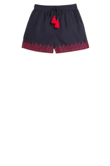 Emporio Sirenuse Milly Franco'S Shorts Blue Maroon Emb | Thumbnail 1 Emporio Sirenuse Milly Franco'S Shorts Blue Maroon Emb | Thumbnail 1