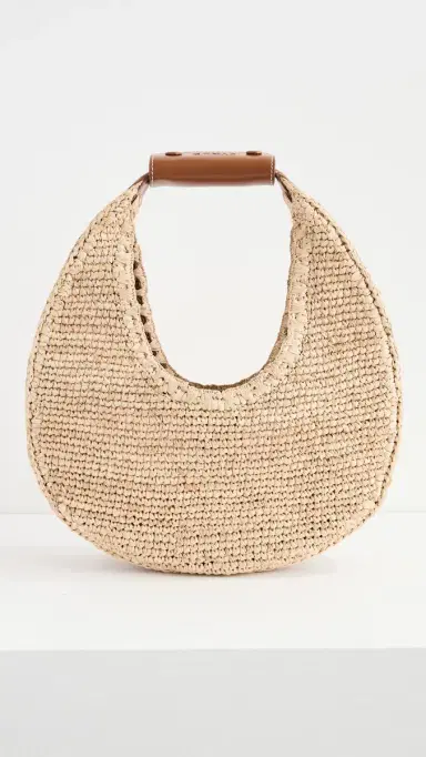 Staud Moon Raffia Tote Bag Natural/Tan One Size | Thumbnail 2 Staud Moon Raffia Tote Bag Natural/Tan One Size | Thumbnail 2