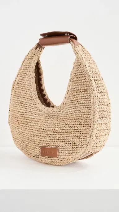 Staud Moon Raffia Tote Bag Natural/Tan One Size | Thumbnail 4 Staud Moon Raffia Tote Bag Natural/Tan One Size | Thumbnail 4