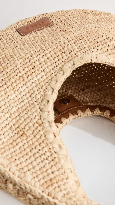 Staud Moon Raffia Tote Bag Natural/Tan One Size | Thumbnail 6 Staud Moon Raffia Tote Bag Natural/Tan One Size | Thumbnail 6