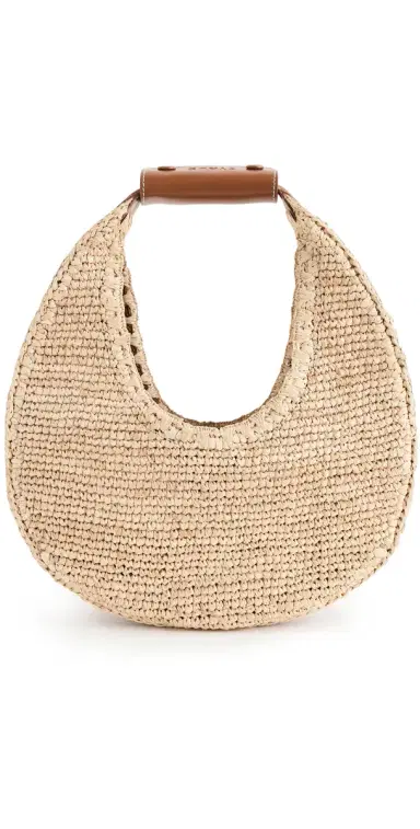 Staud Moon Raffia Tote Bag Natural/Tan One Size | Thumbnail 1 Staud Moon Raffia Tote Bag Natural/Tan One Size | Thumbnail 1