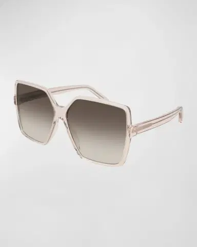 Saint Laurent SL 232 Betty Oversized Square Transparent Acetate Sunglasses, Nude | Thumbnail 2 Saint Laurent SL 232 Betty Oversized Square Transparent Acetate Sunglasses, Nude | Thumbnail 2