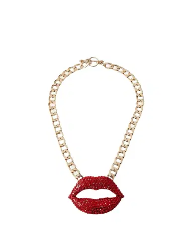 Linda's at BG Faceted Crystal Lips Statement Necklace | Thumbnail 1 Linda's at BG Faceted Crystal Lips Statement Necklace | Thumbnail 1