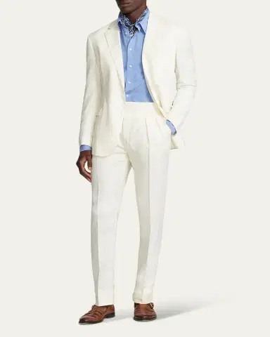 Ralph Lauren Purple Label Men's Hadley Hand-Tailored Silk-Linen Jacket | Thumbnail 2 Ralph Lauren Purple Label Men's Hadley Hand-Tailored Silk-Linen Jacket | Thumbnail 2