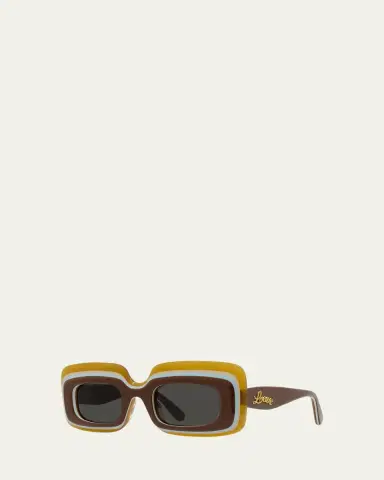 Loewe Multicolor Curved Logo Acetate Rectangle Sunglasses | Thumbnail 2 Loewe Multicolor Curved Logo Acetate Rectangle Sunglasses | Thumbnail 2