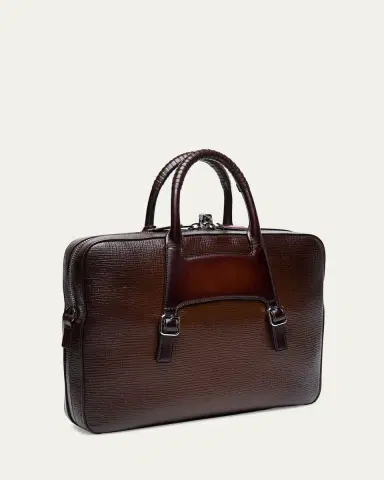 Santoni Men's Embossed Leather Computer Briefcase | Thumbnail 3 Santoni Men's Embossed Leather Computer Briefcase | Thumbnail 3