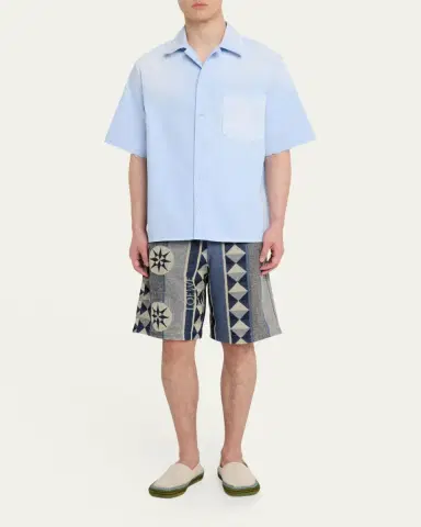 Loewe Men's Cotton Terry Compass Pull-On Shorts | Thumbnail 2 Loewe Men's Cotton Terry Compass Pull-On Shorts | Thumbnail 2