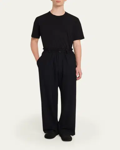 Yohji Yamamoto Men's Wool Jersey Pants | Thumbnail 2 Yohji Yamamoto Men's Wool Jersey Pants | Thumbnail 2