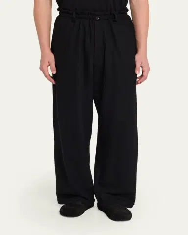 Yohji Yamamoto Men's Wool Jersey Pants | Thumbnail 4 Yohji Yamamoto Men's Wool Jersey Pants | Thumbnail 4